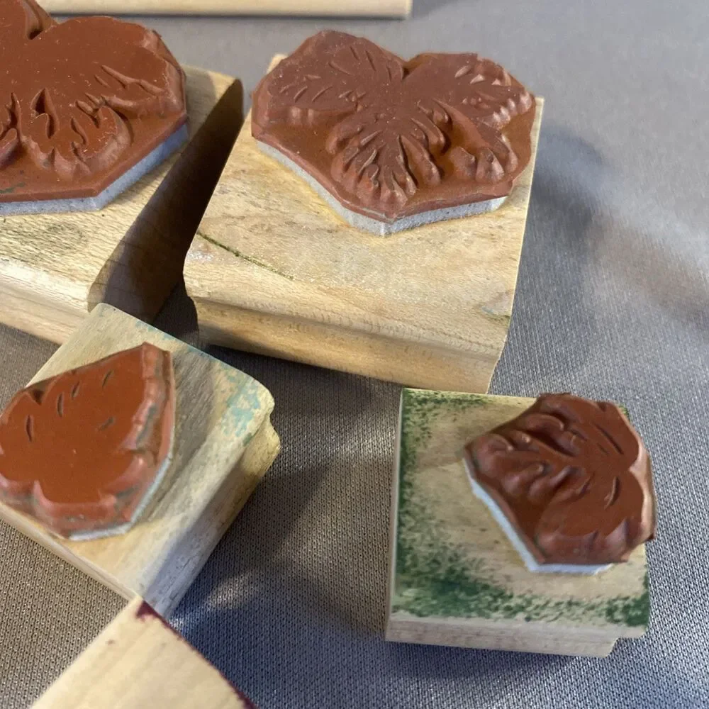 Stampin Up! Wood Rubber Stamp Set Of 12 FINE VINE Leaf Leaves Vintage